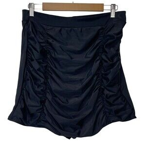 New Firpearl Women Size 20 Swim Bottoms Shorts Black Skirt Front Panels Ruched